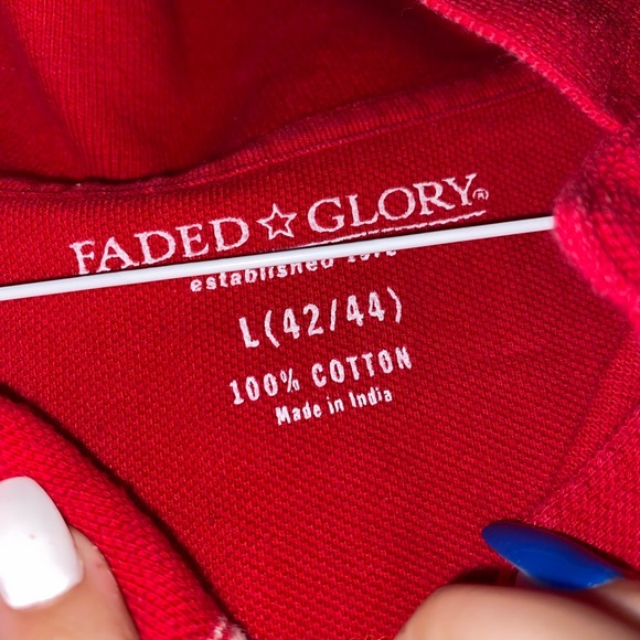 Faded Glory Mens Red and White Striped Polo Shirt - Picture 3 of 3